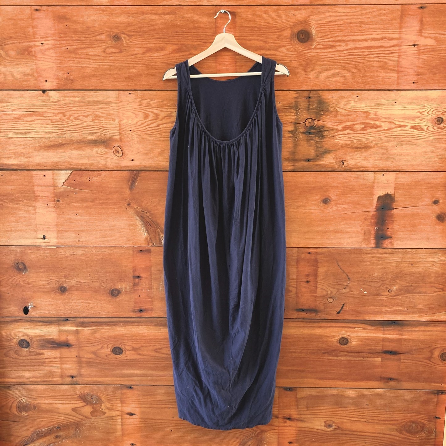 L - Black Crane 100% Cotton Black Low Back Sleeveless Maxi Dress 0416JW