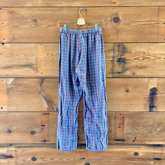 Coco Maisonette Red Plaid Linen Elastic Waist Pull-On Pants Size S / M - 0327AM