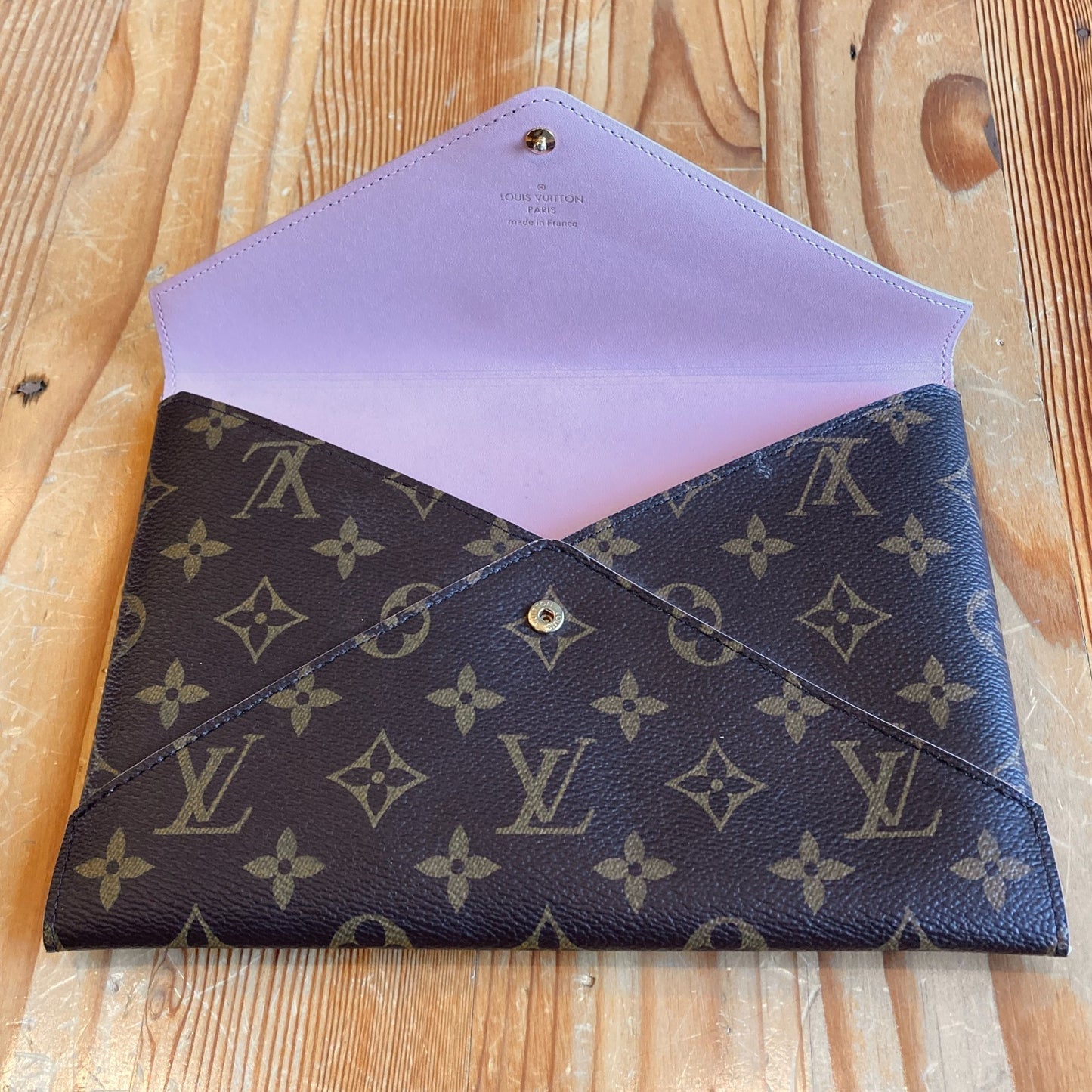 Louis Vuitton Monogram Coated Canvas Pochette Kirigami Rose Large Wallet 0222JL