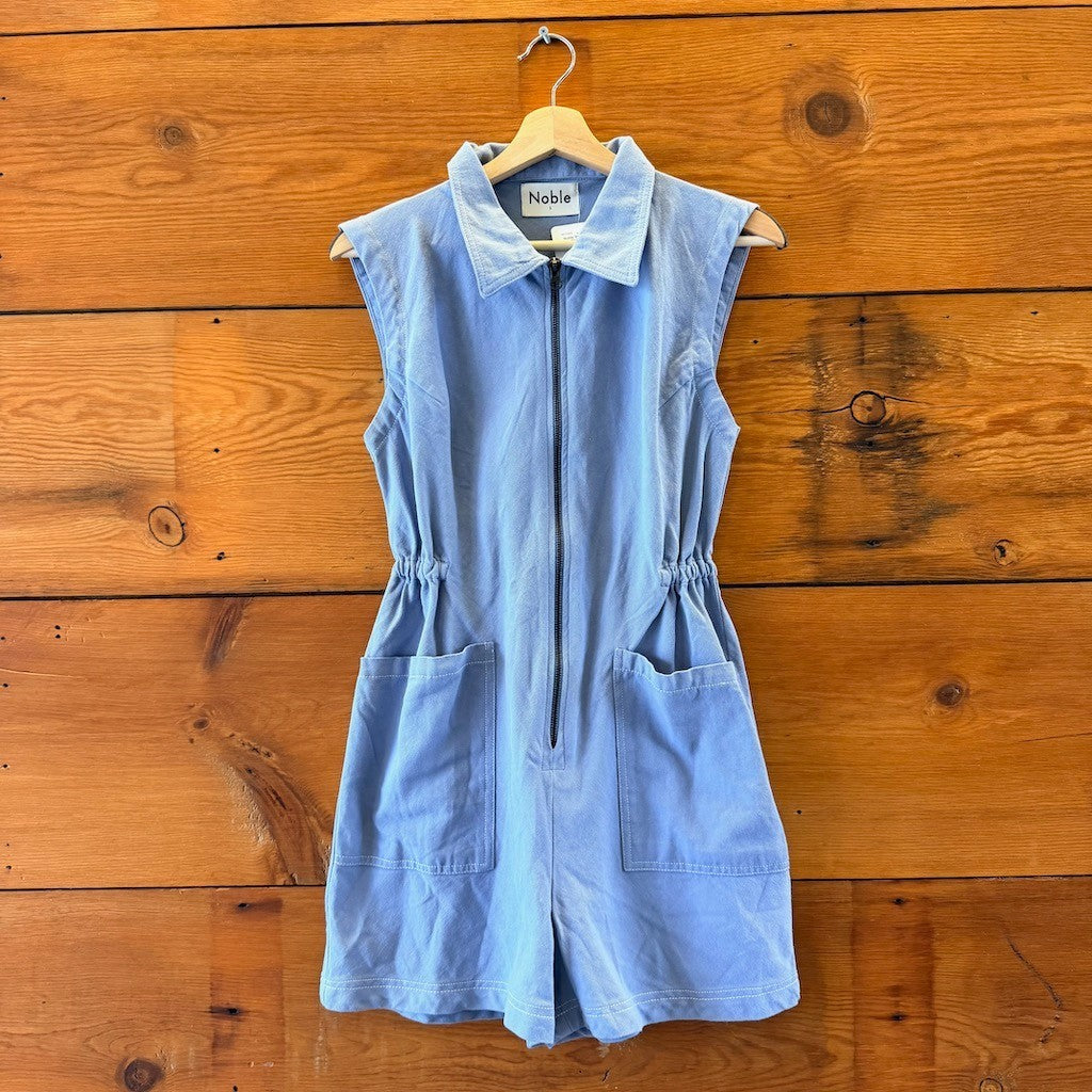 Noble $168 Pebble Blue Organic Cotton Tank Suit Romper Outfit - Size S - 0312IG