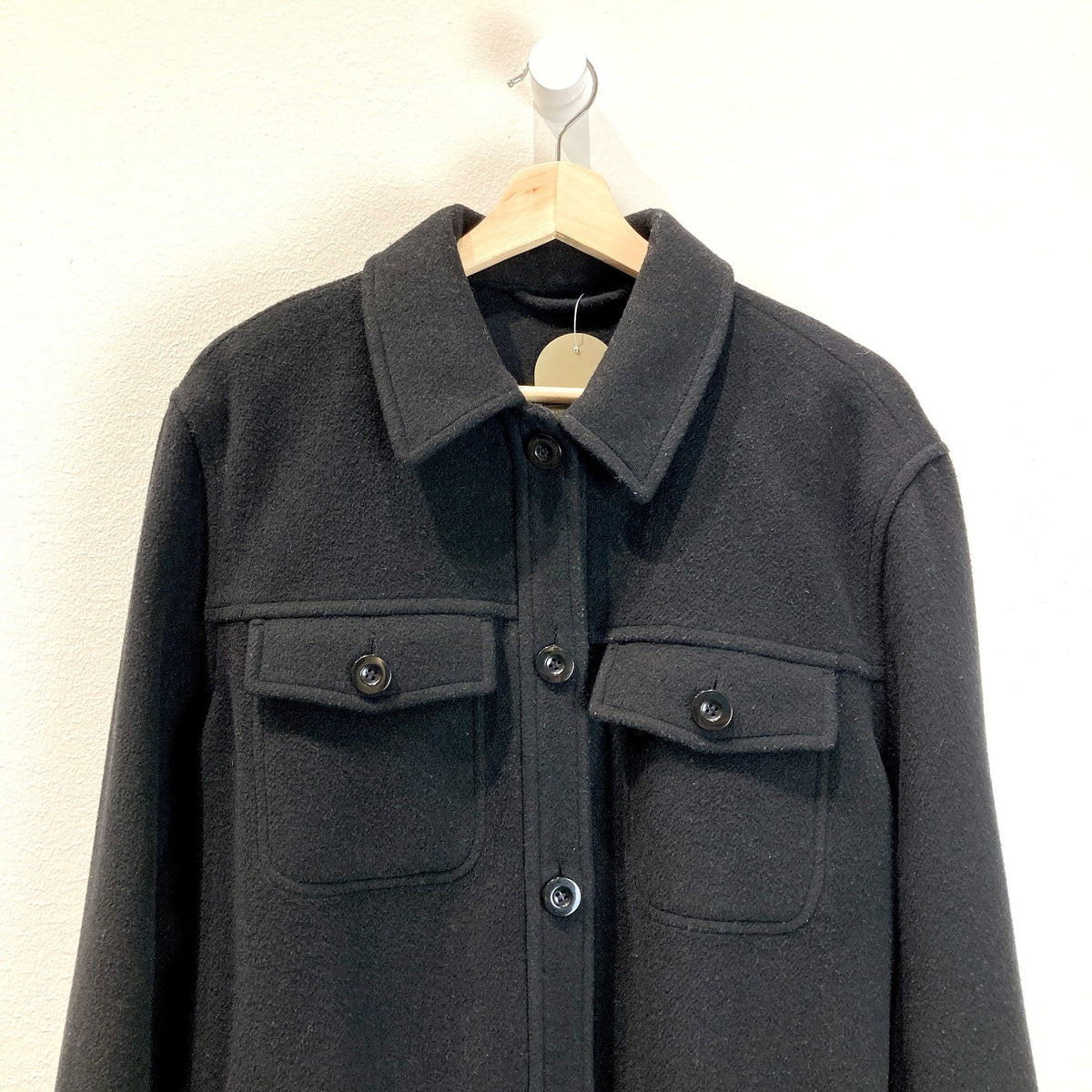 & Other Stories Black Wool Blend Tie Waist Button Up Jacket - Size M - 0102ST