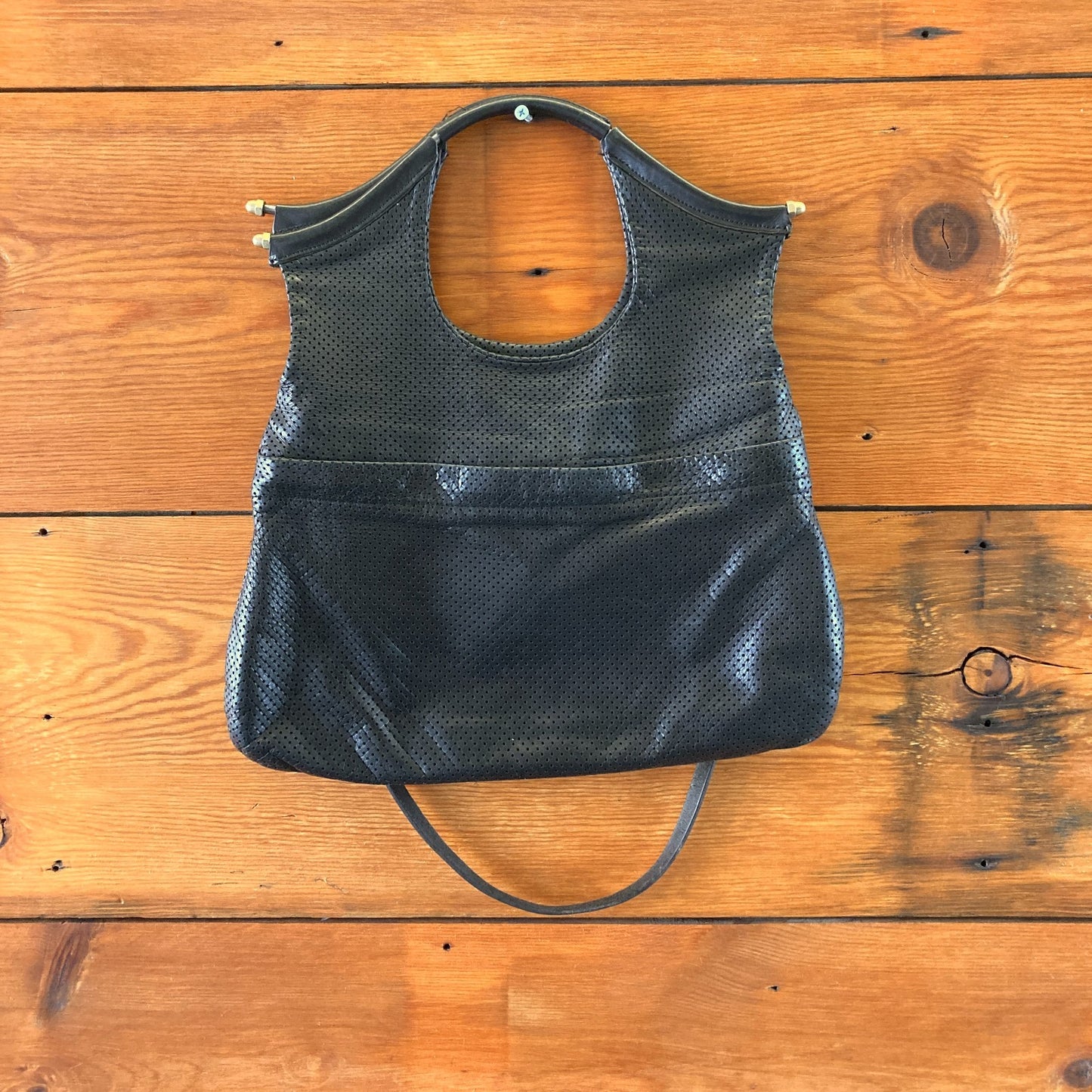 JAS M.B. London Black Perforated Leather Foldover Shoulder Purse - 0904NF