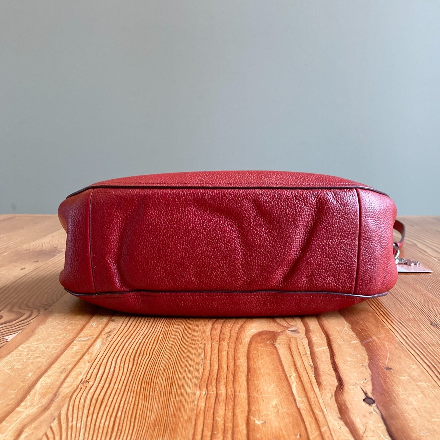 Coach Red Pebbled Leather Elle Hobo Convertible Shoulder Bag w/ keychain 0322AS