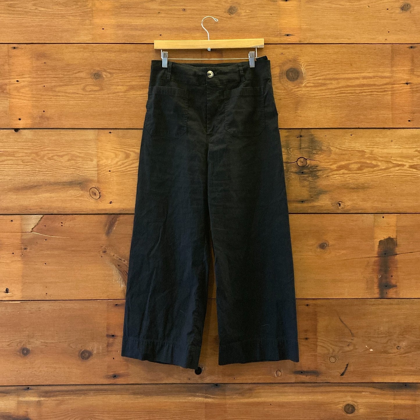 31 - Maeve Anthropologie Black Colette Cropped Wide Leg Trouser Pants 0206BS