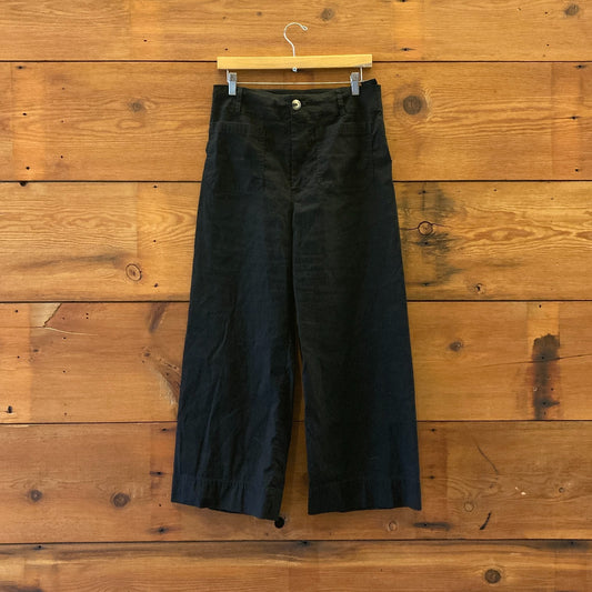 31 - Maeve Anthropologie Black Colette Cropped Wide Leg Trouser Pants 0206BS
