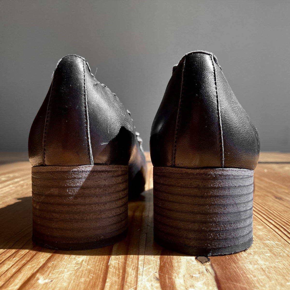 Chloe Black Leather Scallop Lauren Loafers Heels Shoes - Sz 36.5 / 6.5 - 0927EK