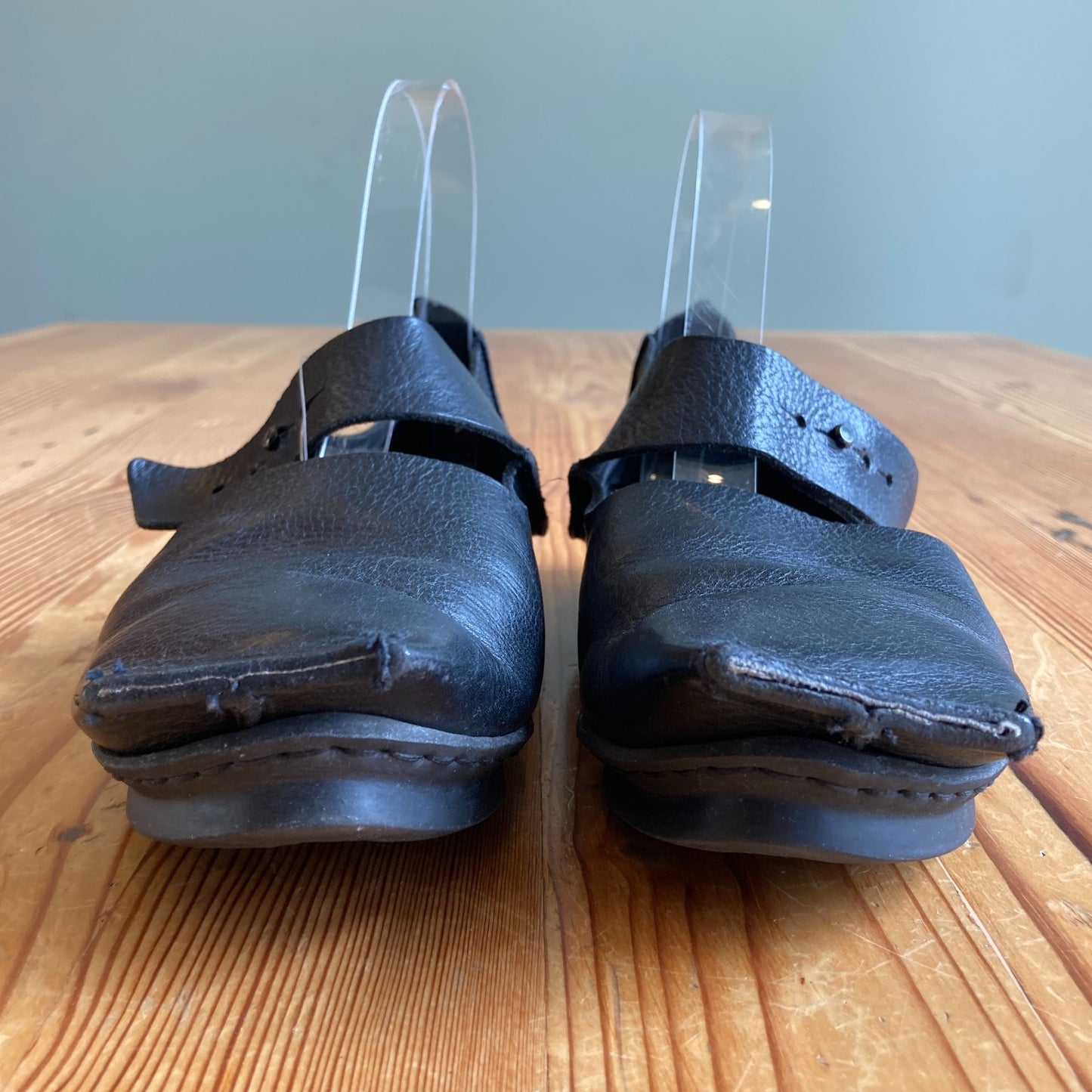 Trippen Black Leather Mary Jane Square Toe Shoes - Size 38 / 7.5 - 0517DS