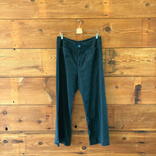 Maeve Anthropologie Black Colette Patch Pocket Linen Pants - Size 33 T - 0419JP