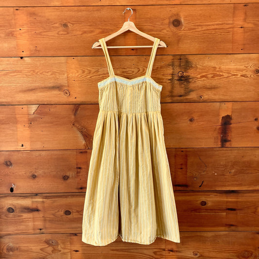 The Great. Yellow Striped Laurel Sweetheart Midi Dress - Size 1 / S - 0607MK
