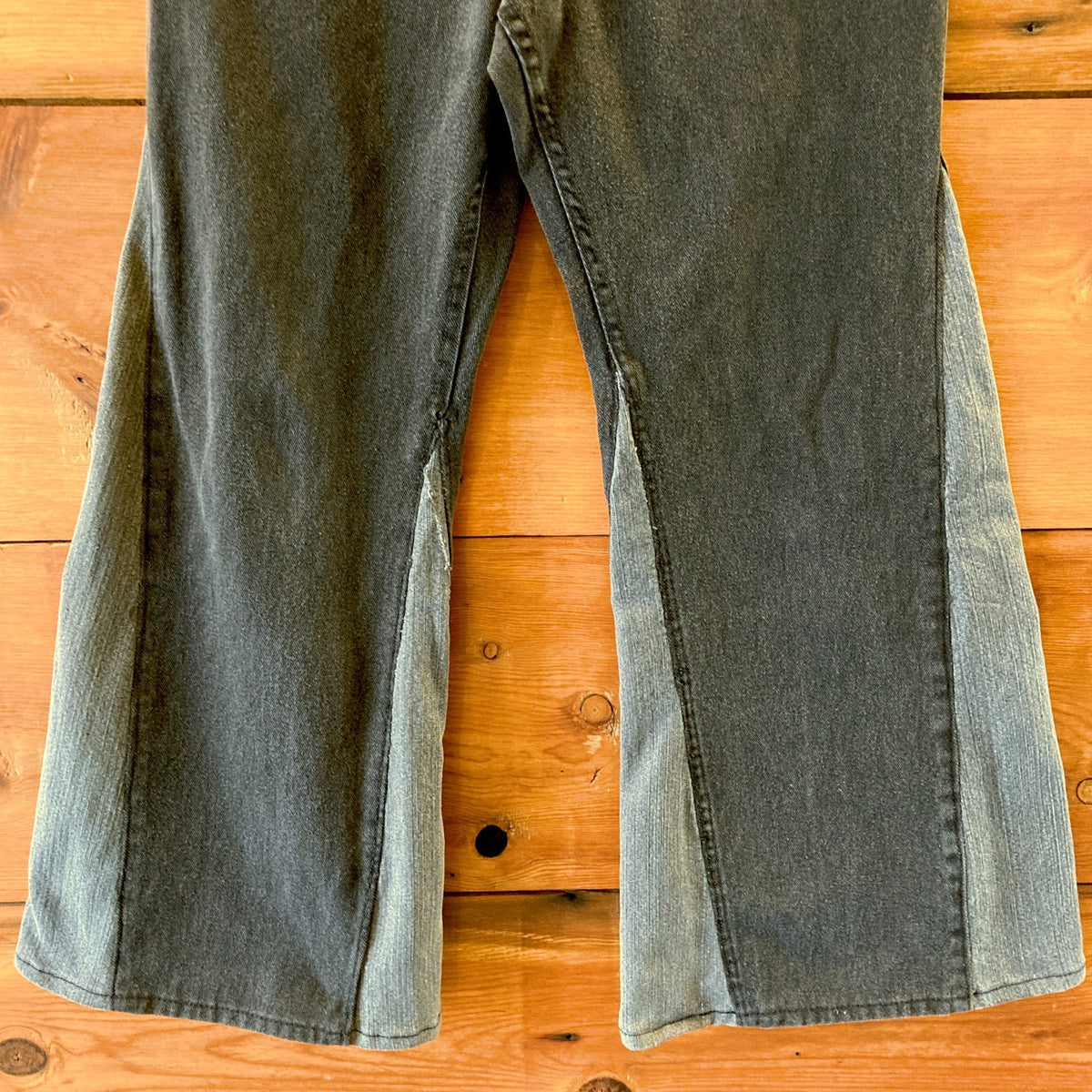 Alyson Eastman Black Reworked Wide Leg Contrast Panel Jeans - Size M - 0920PW
