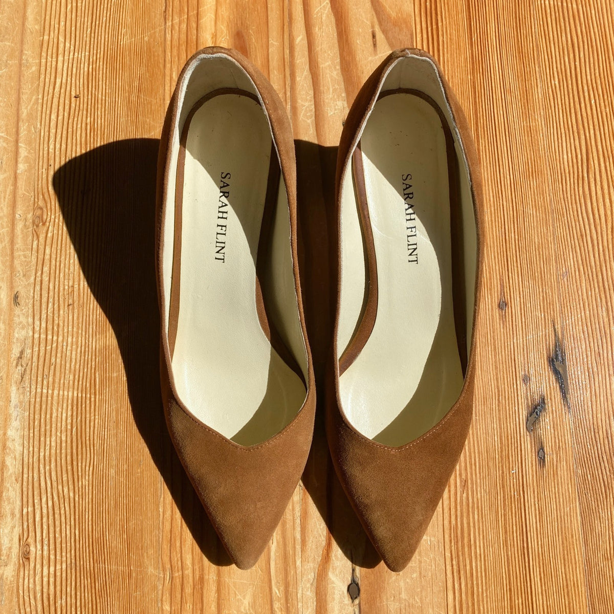 Sarah Flint Brown Suede Leather Tortoise Shell Heel Shoes - Size 36.5 - 0927EK