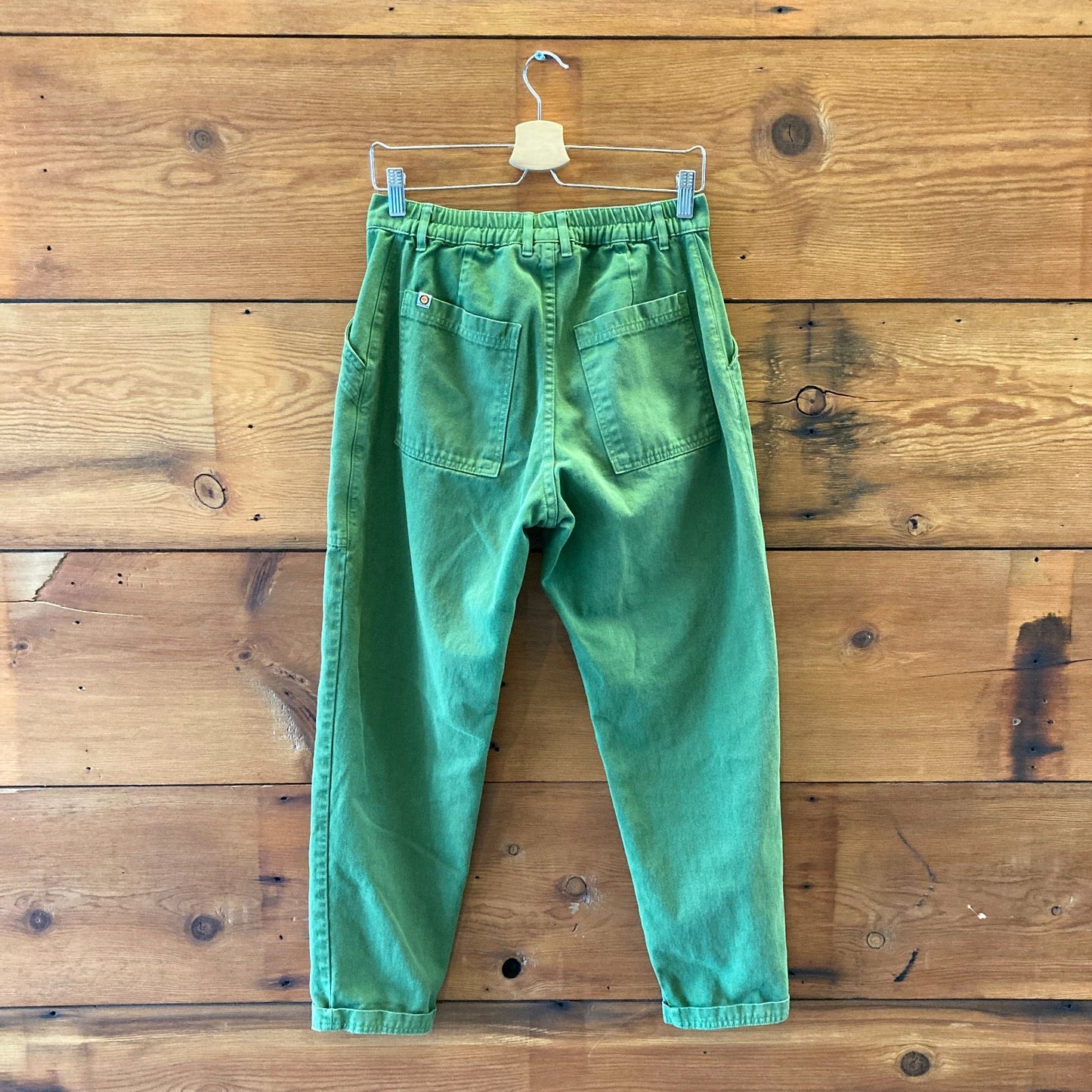 S - Big Bud Press Green High Rise Cotton Pencil Straight Leg Pants 0627LH