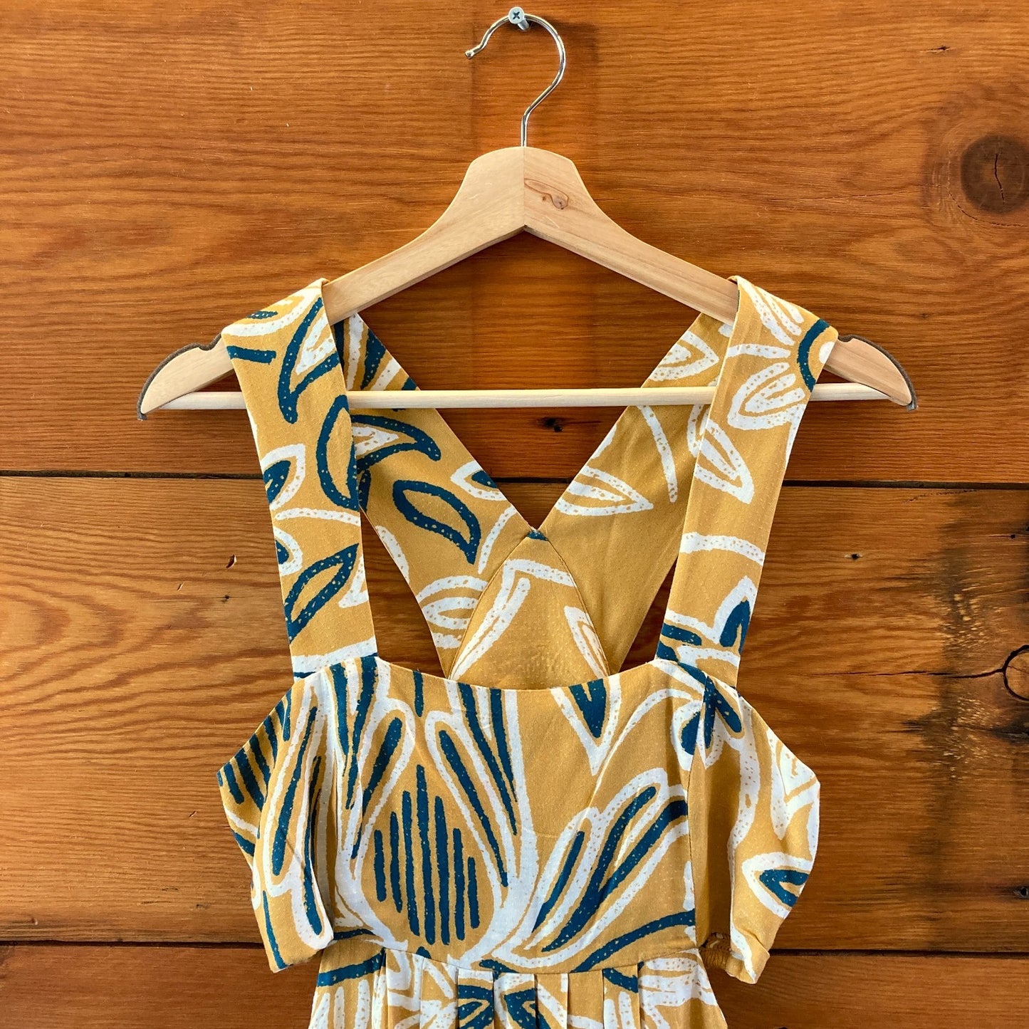 Celandine Anthropologie Yellow Blue Floral Piper Maxi Dress - Size M - 0715DP