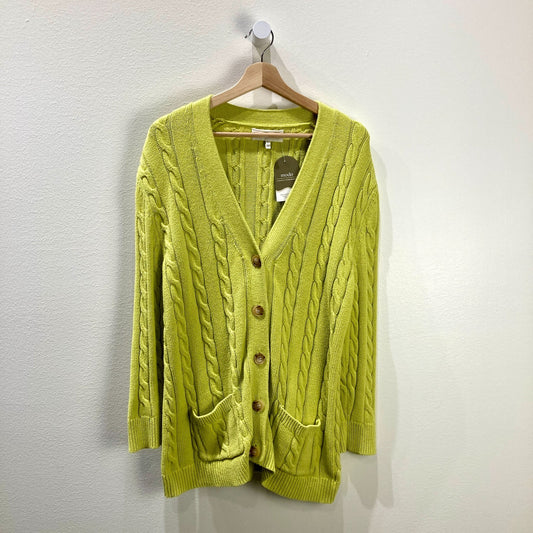 The Great Neon Lime Green Button Up Cableknit Cardigan Sweater - Size 0 - 0721DK