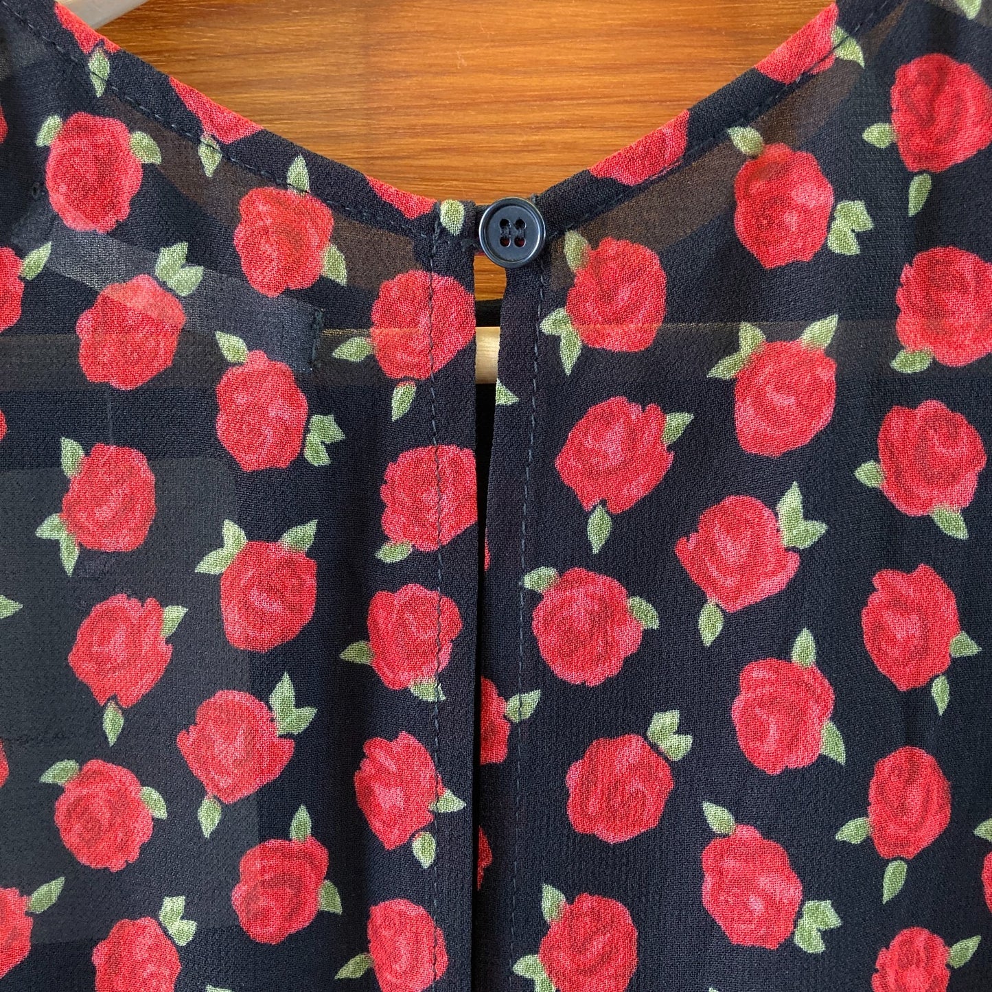 Reformation Black Red Cassandra Rose Print Doutzen Dress - Size 2 - 0809CO