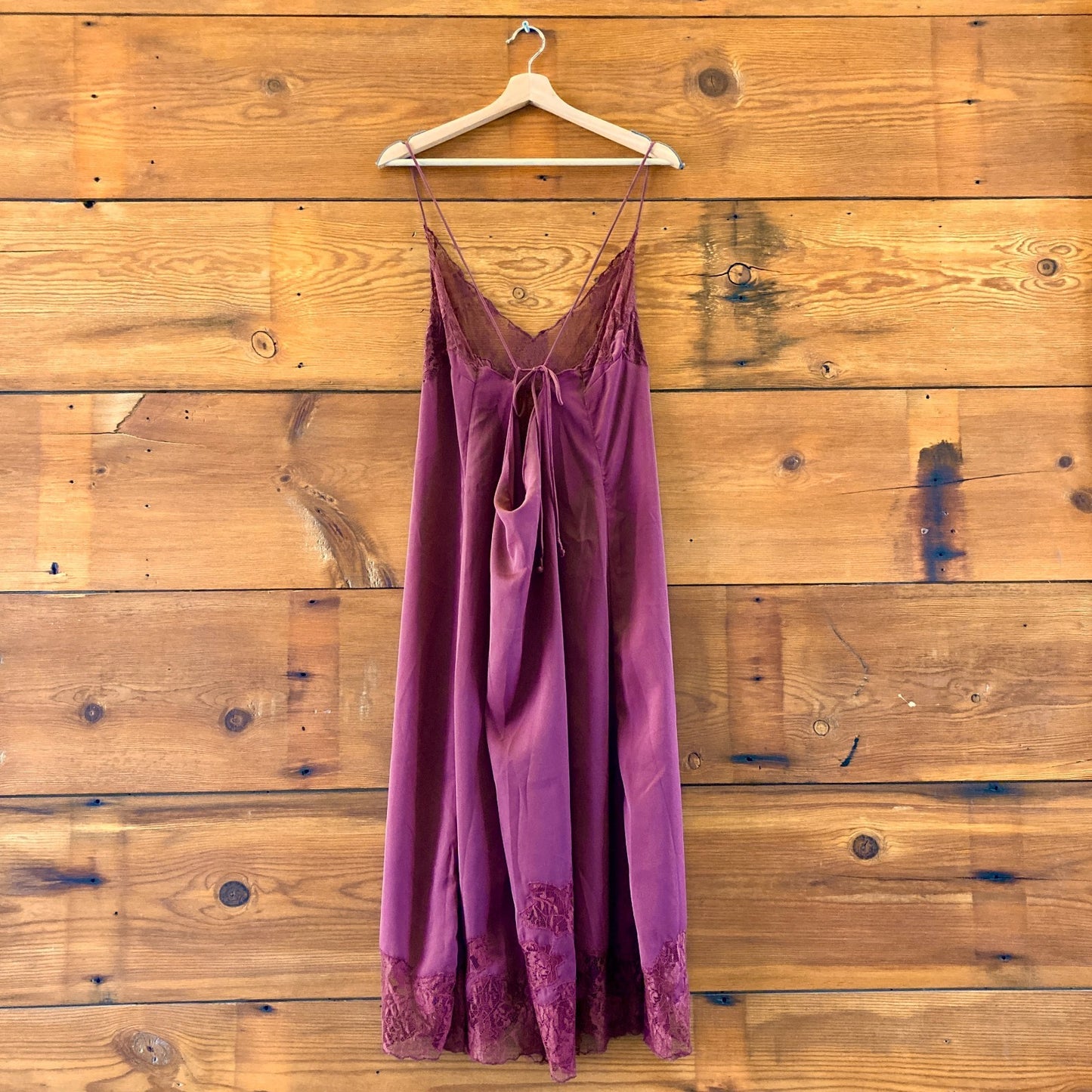 LyreBird Anthropologie NEW Red Brown Lace Silky Slip Dress - Size XL - 0422SJ