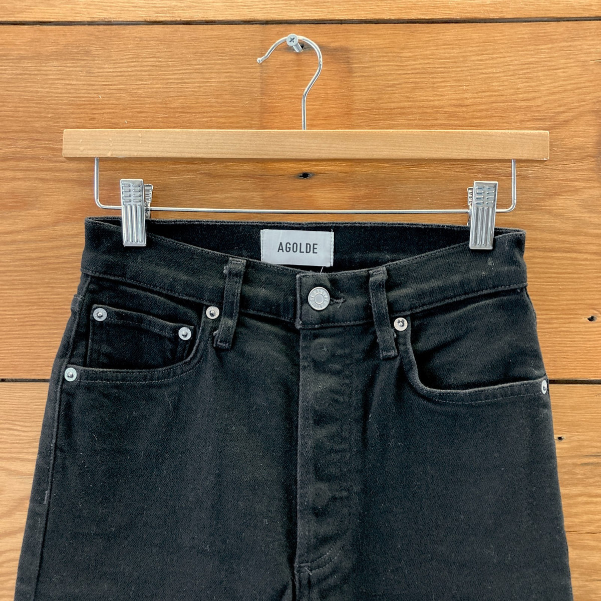 AGoldE Black Wash REN Button Fly Womens Wide Leg Jeans - Size 24 - 0312IG