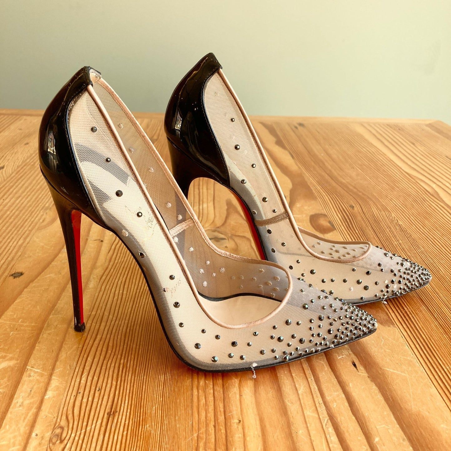 Christian Louboutin Mesh Follies Strass Pumps Heels *damage - 40.5 / 10 - 0806FA