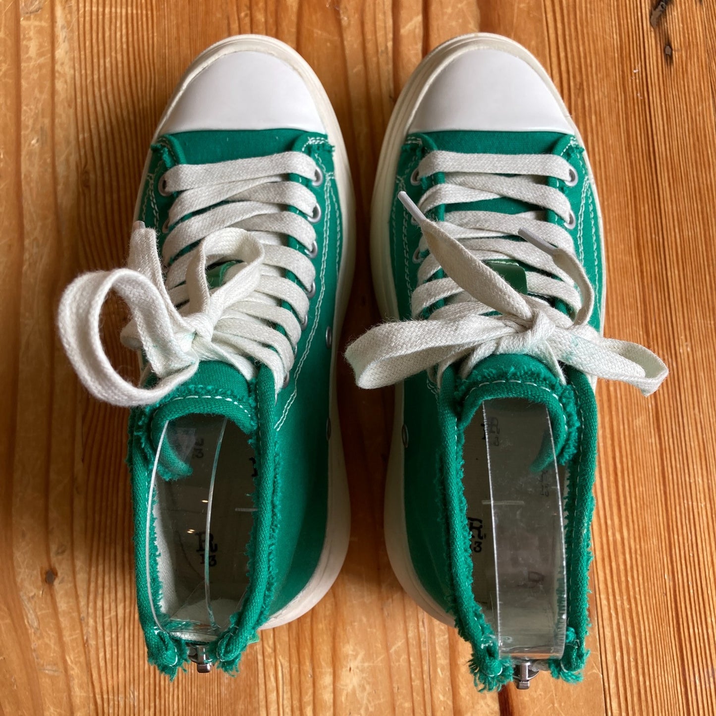 R13 $495 Green Chunky High Top Platform Kurt Sneakers Shoes - Size 5 - 0415AB