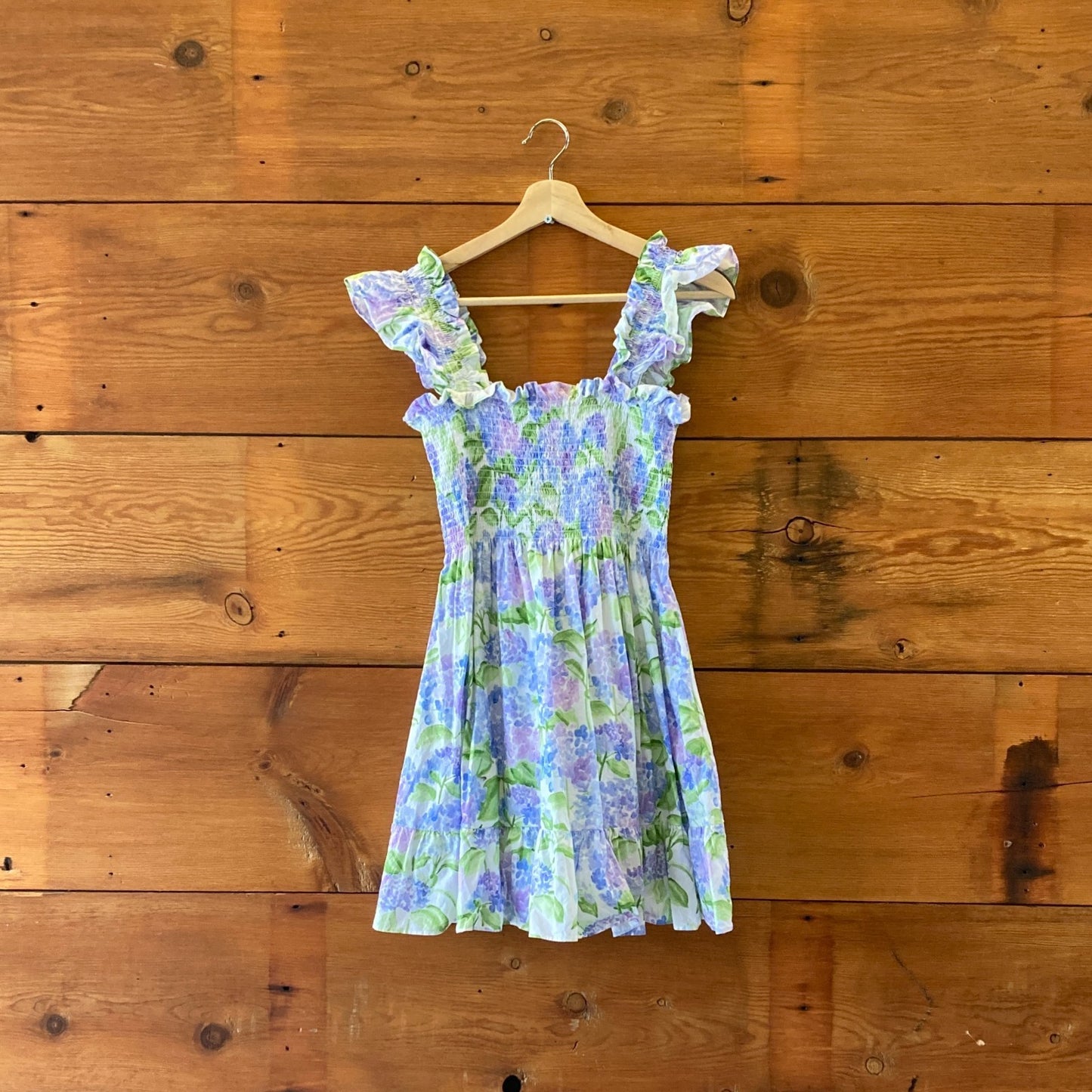 S - Hill House Blue Hydrangea Print Sleeveless Elizabeth Nap Mini Dress 0707AC