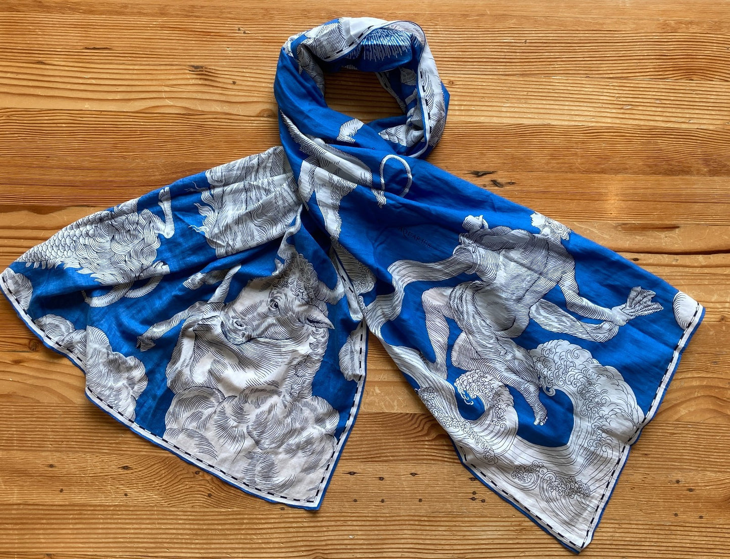 Inoui Editions $290 Blue & White Patterned Astrologie Scarf - NEW - 0416JW