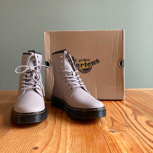Dr Martens Taupe Zavala Combat Lace Up Boots NEW w/ Box - Size 9 - 0408ML
