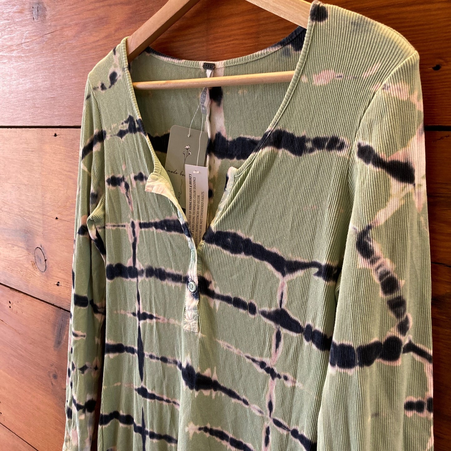 YFB Young Fabulous & Broke NEW Tie Dye Ribbed Henley Dress - Size M - 0710MG