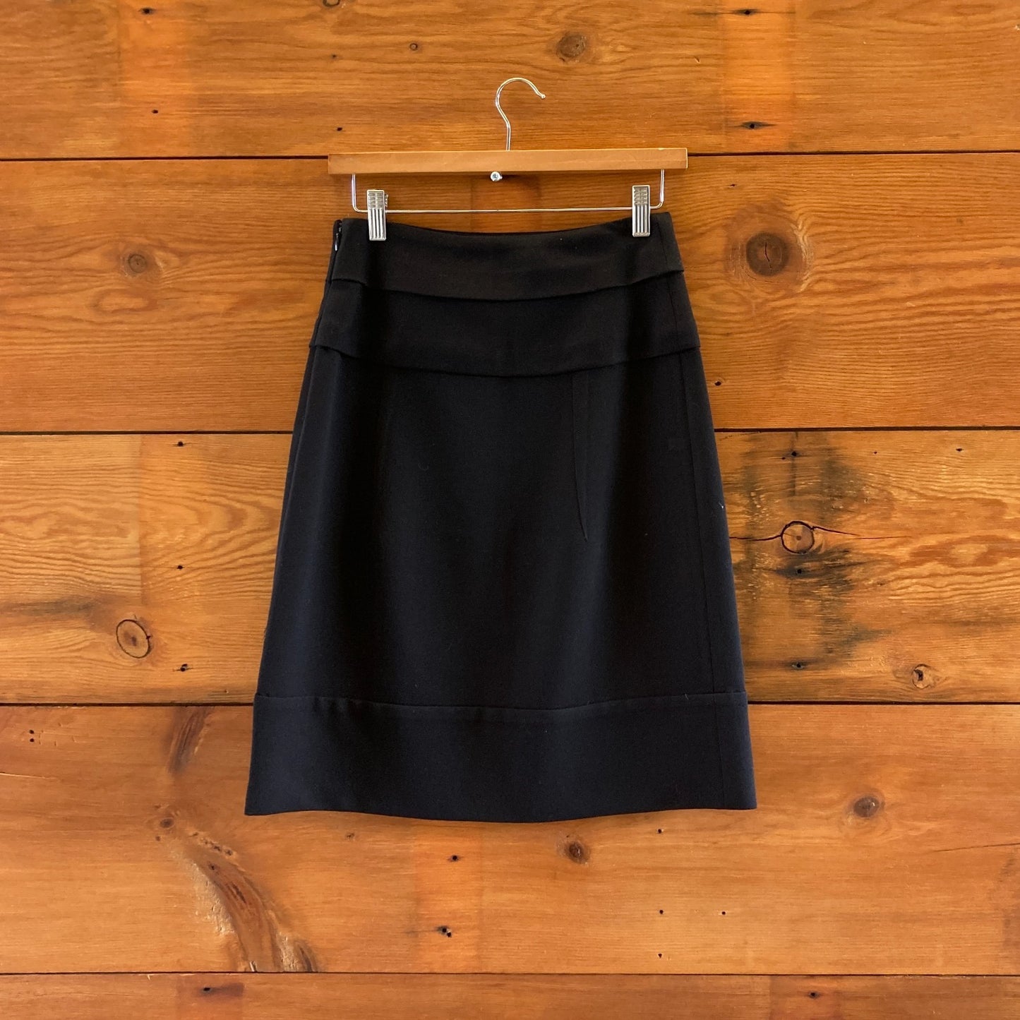 40 / 4 US - Marni Black 100% Lambs Wool High Waisted Knee Length Skirt 1209SH