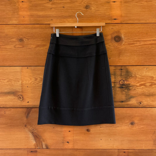 40 / 4 US - Marni Black 100% Lambs Wool High Waisted Knee Length Skirt 1209SH