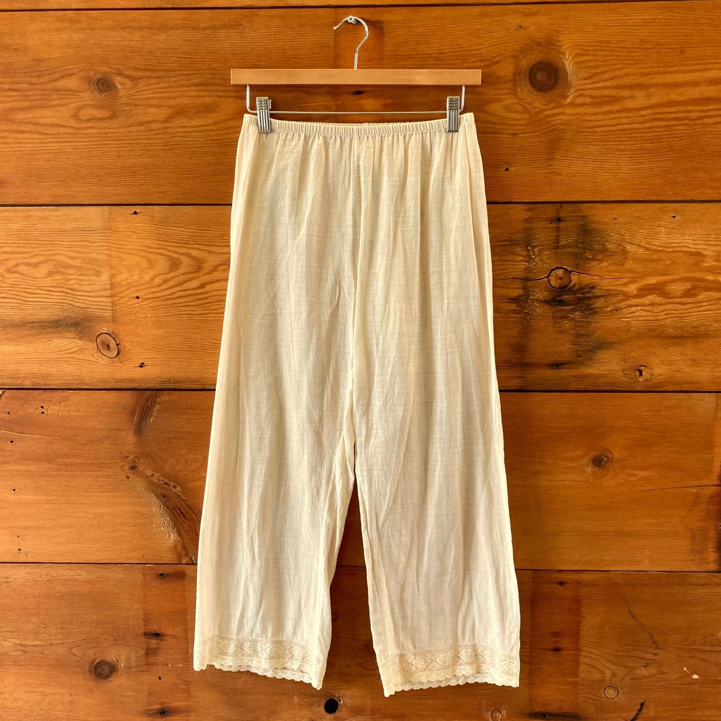 Dosa Beige Sheer 100% Organic Cotton Lace Trim Pants - Size 1 / S - 0517DS