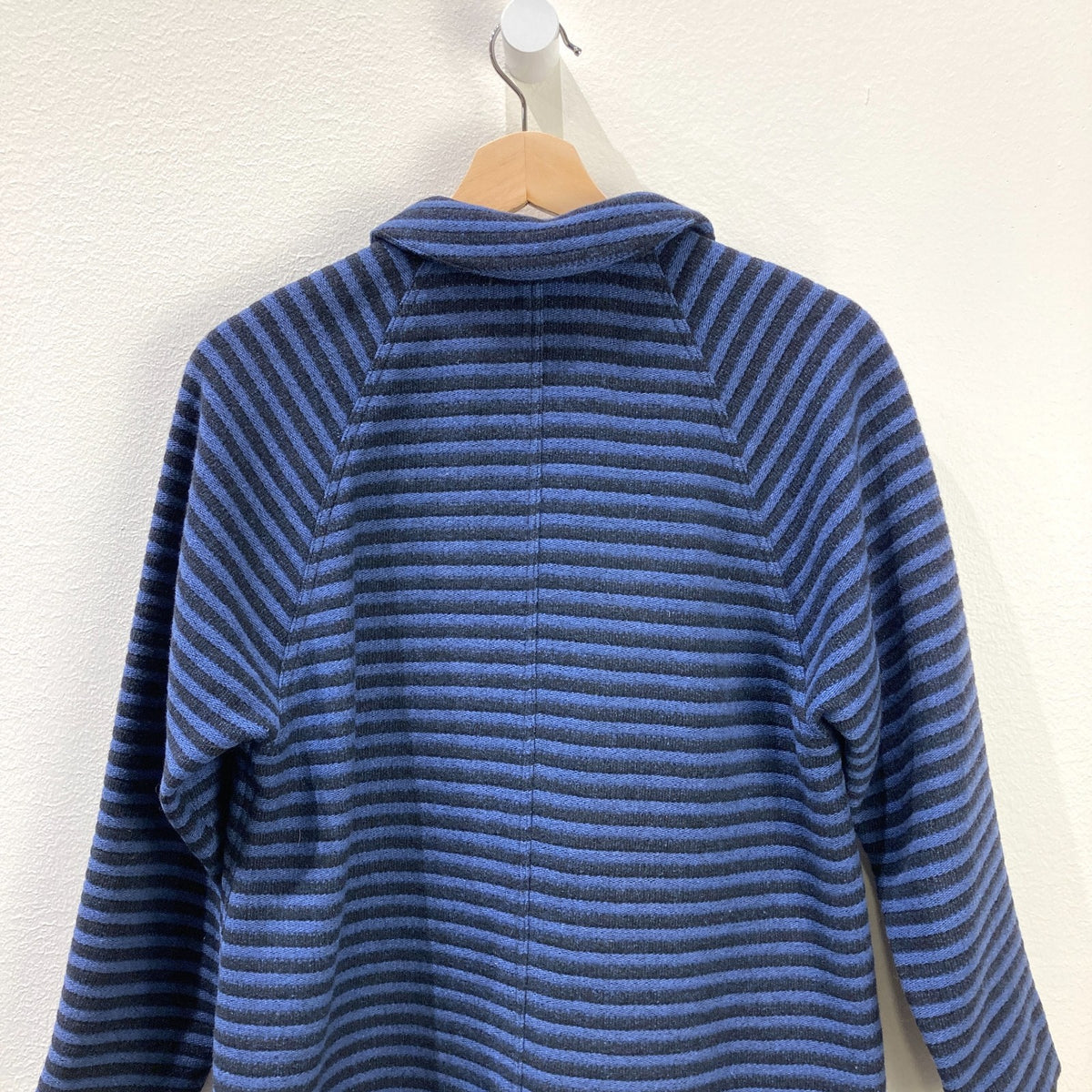 Geoffrey Beene Vintage Black Blue Striped Button Up Top Coat - S / M - 0425KN