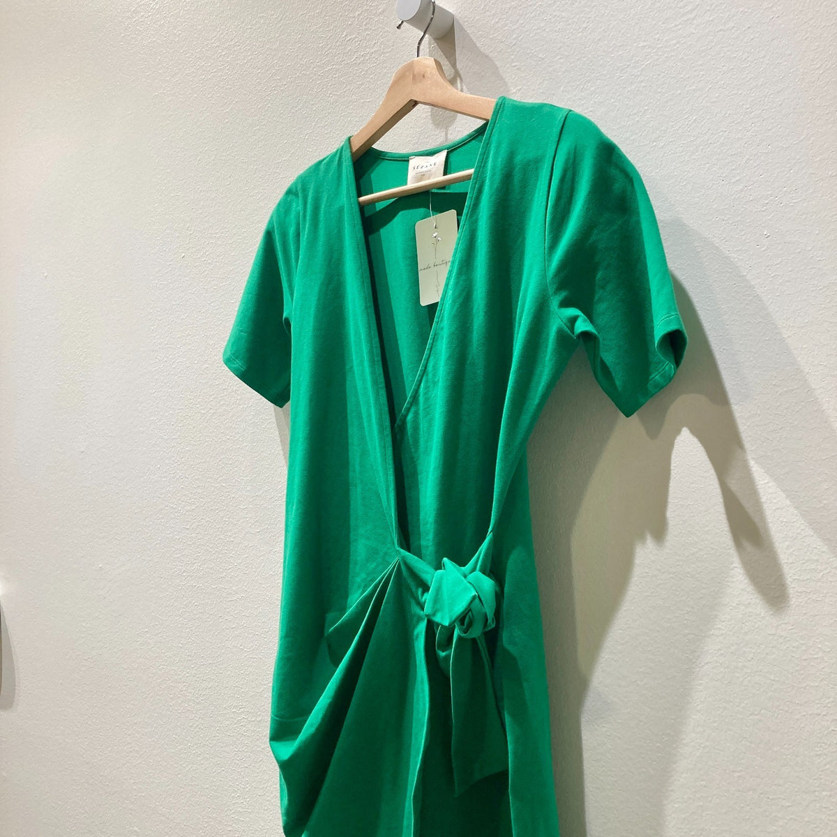 Sezane Green Short Sleeve Hip Tie Pippa Mini Dress - Size XS - 0312IG