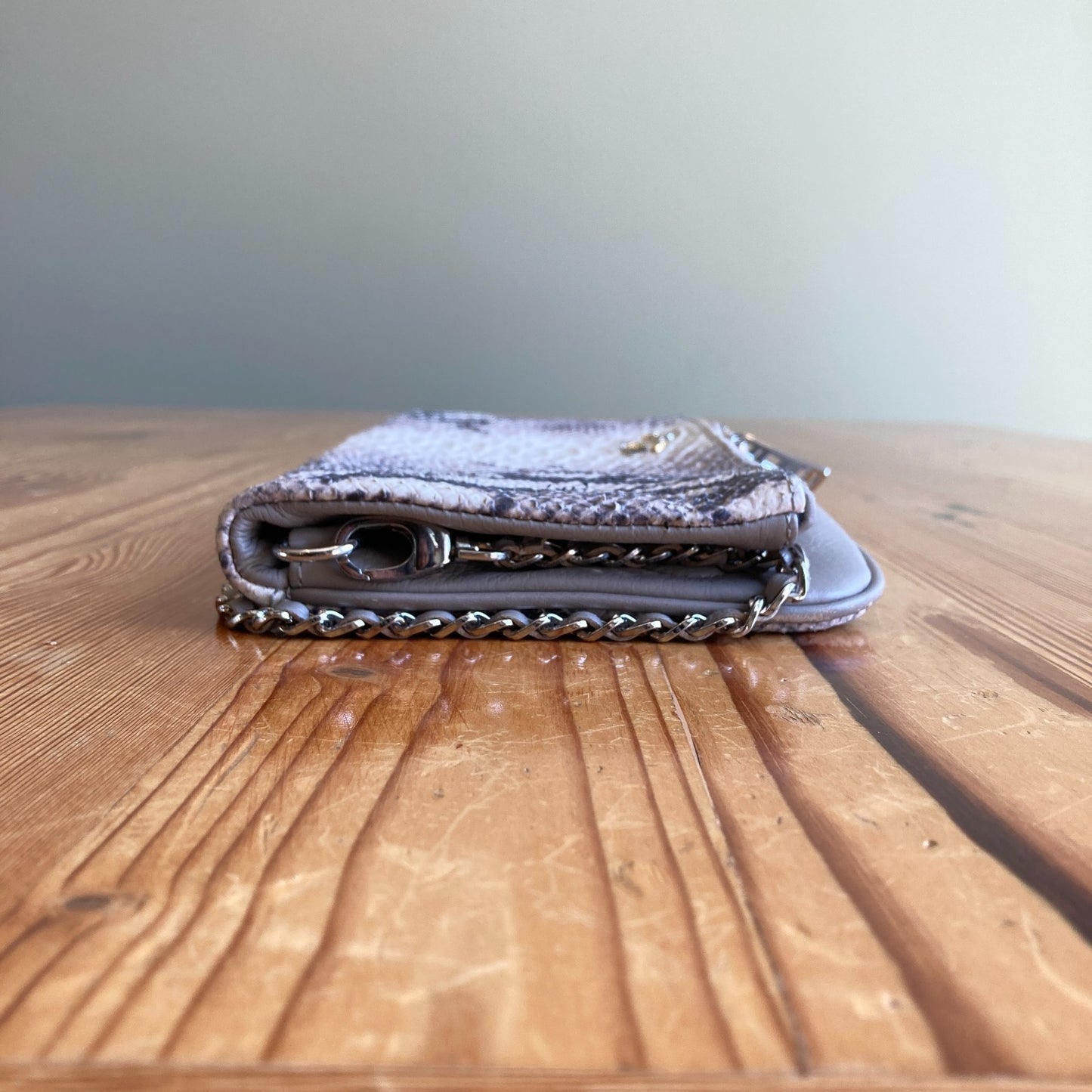 Zadig & Voltaire Python Printed Leather Fold Over Rock Clutch Purse - 1011SC