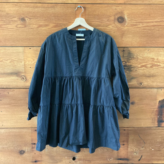 Anine Bing Black Poplin Cotton Flare Fit Tiered Addison Dress - Size M - 1105HT