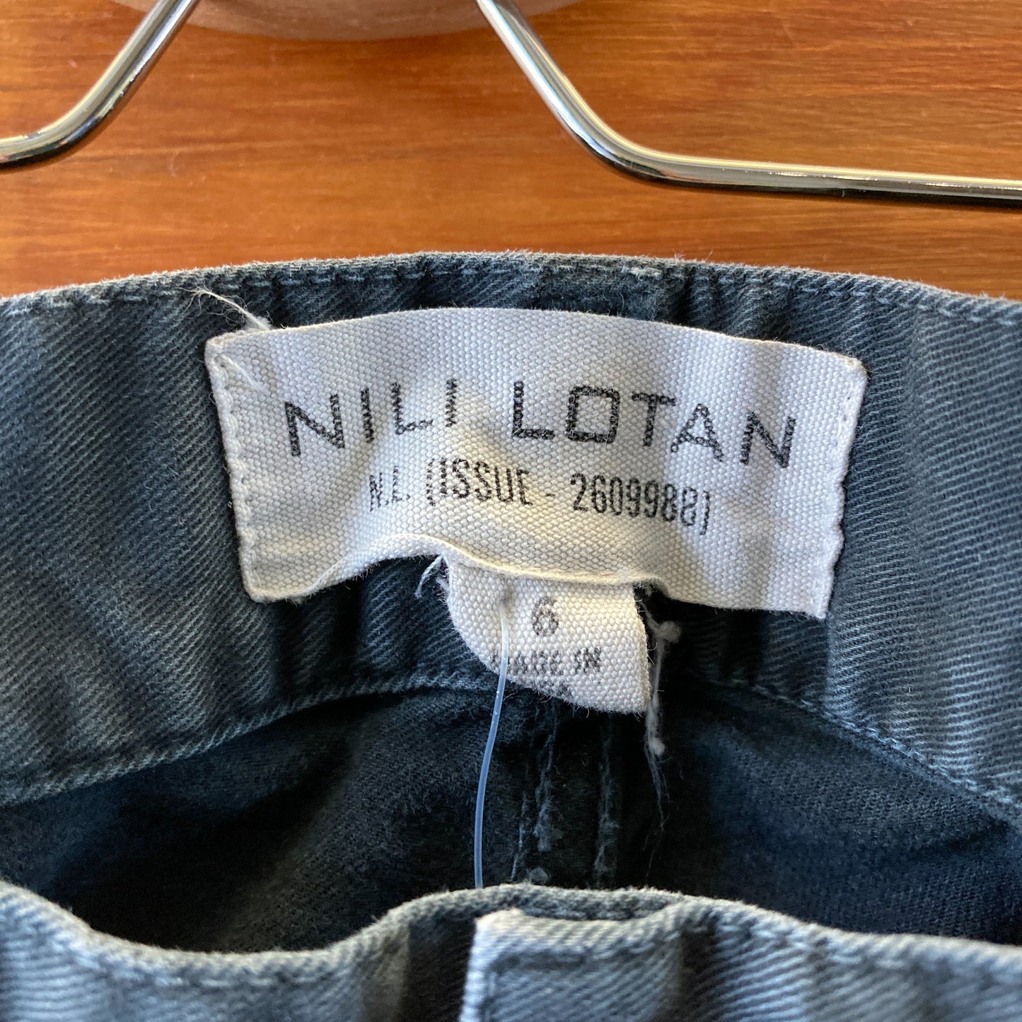 Nili Lotan Washed Black Shon Cotton Twill Barrel-leg Pants - Size 6 - 0721DK