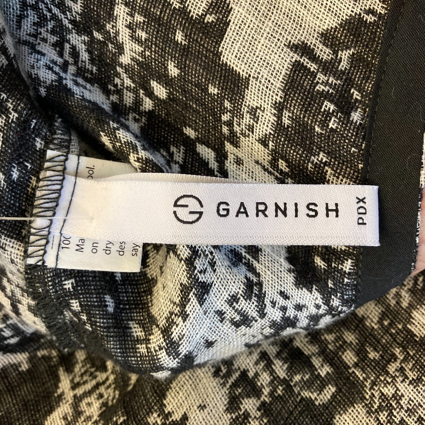 Garnish Black White Printed Linen $228 Portland Designer Top - Size XS - 1229MK