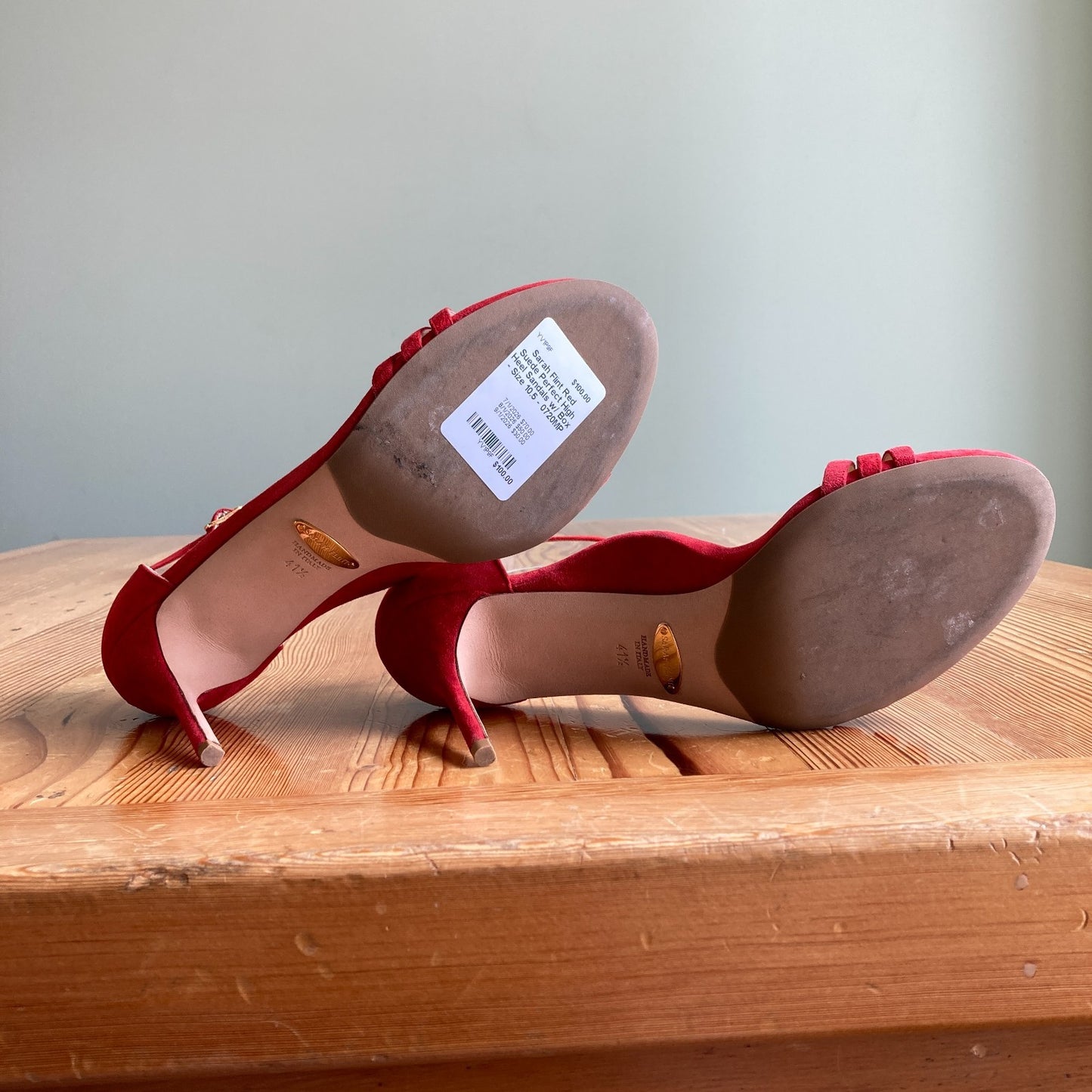 Sarah Flint Red Suede Perfect High Heel Sandals w/ Box - Size 10.5 - 0720MP