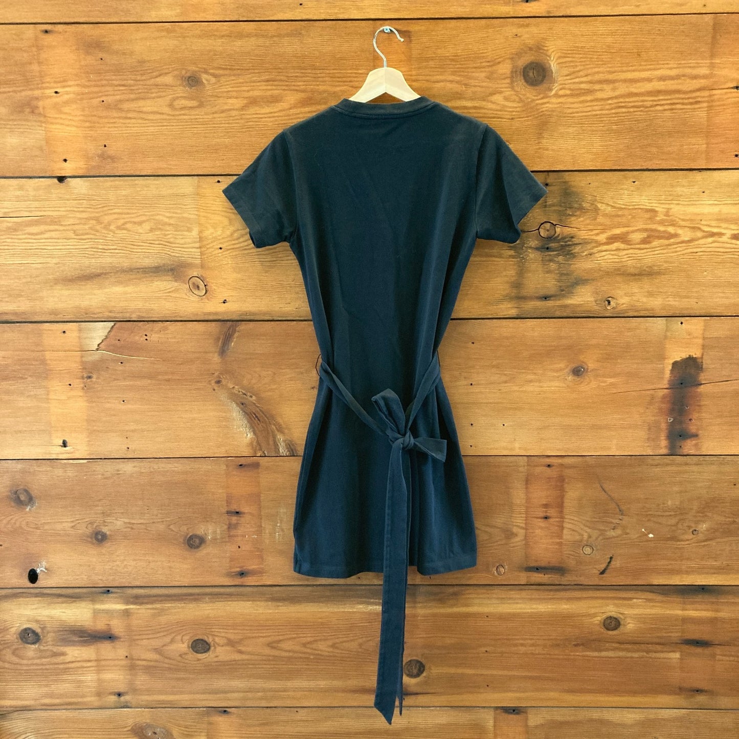 Vince Black Short Sleeve Tie Waist Cotton T-Shirt Mini Dress - Size XS - 1118SM