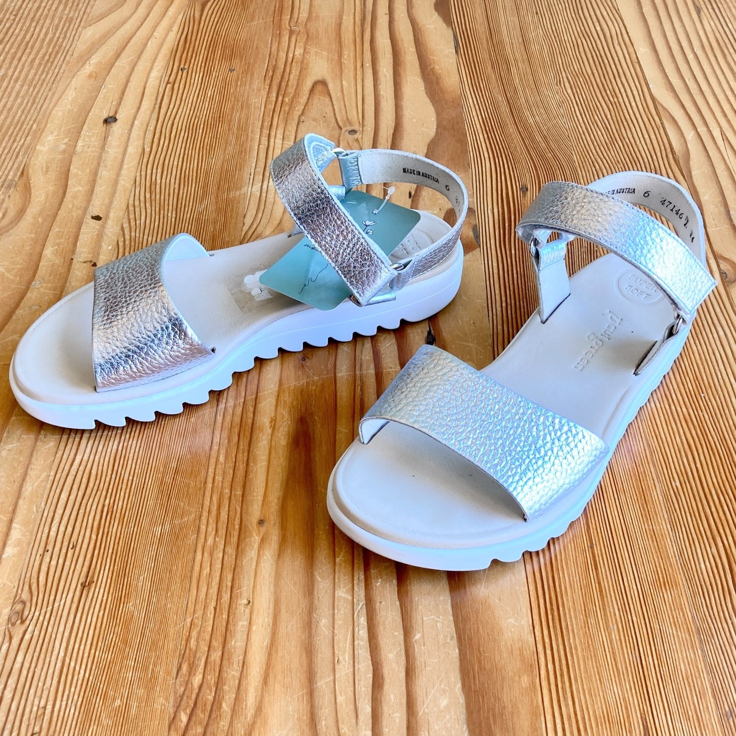 Paul Green Silver Ankle Strap Toni Comfort Sandals - Size 6 AU / 9 US - 0413BB