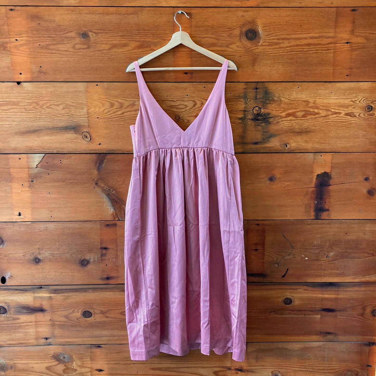 12 - & Other Stories Pink Satin NEW $149 V-Neck Sleeveless Dress 0306CH
