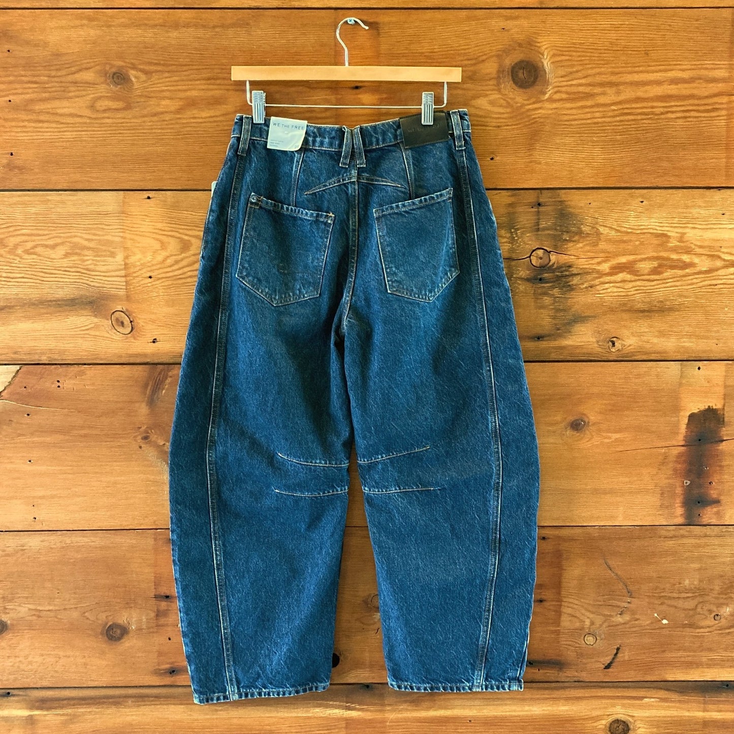 We the Free People Dark Wash Barrel Leg Button Fly Jeans - Size 26 NEW - 0718MS