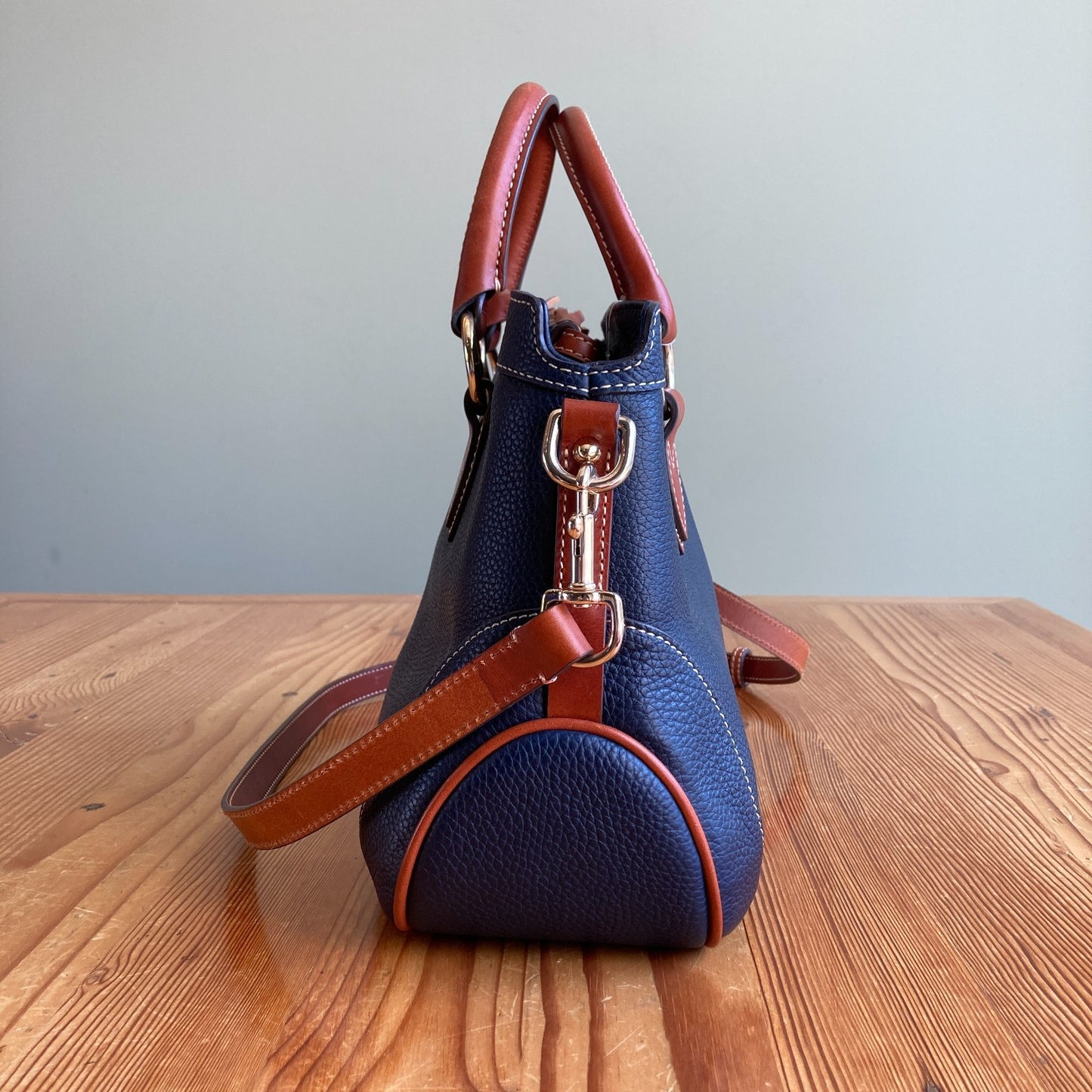 Dooney & Bourke Navy Pebble Grain Lexington Shopper Large Tote Bag - 0801TH