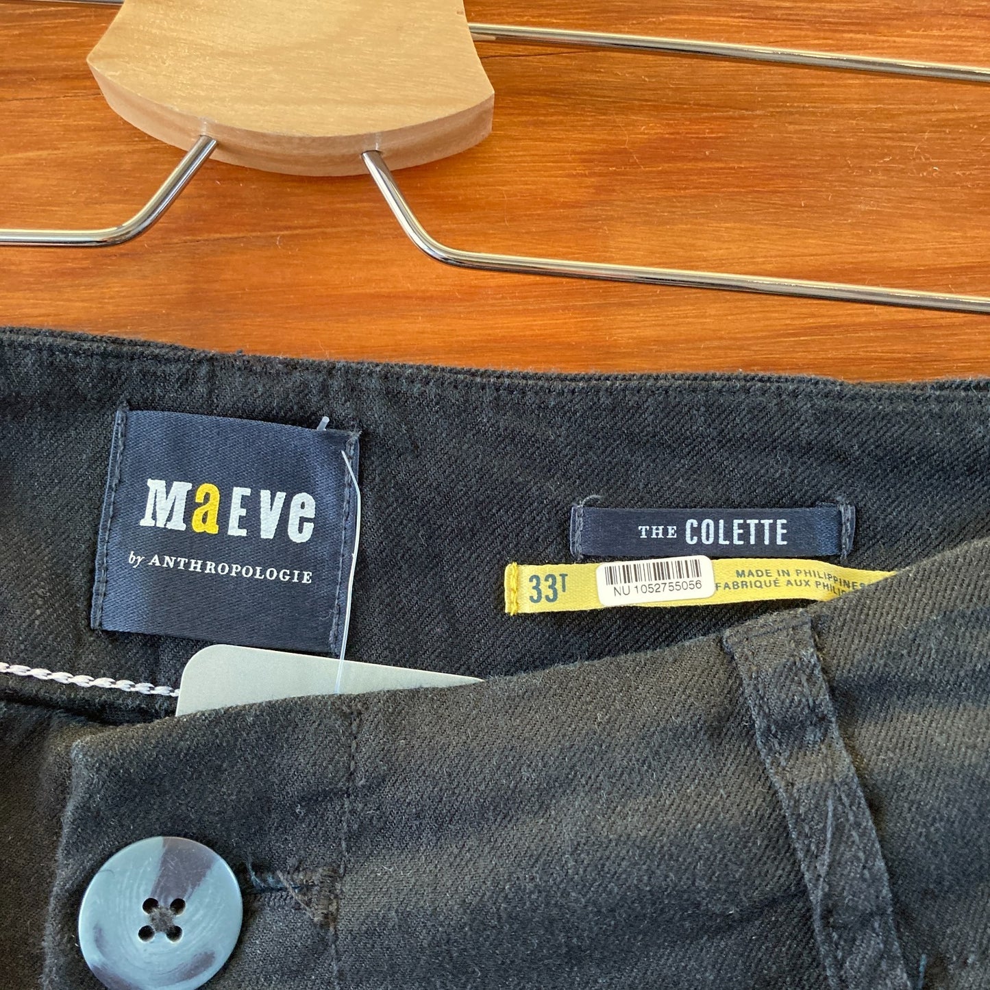 Maeve Anthropologie Black Colette Patch Pocket Linen Pants - Size 33 T - 0419JP