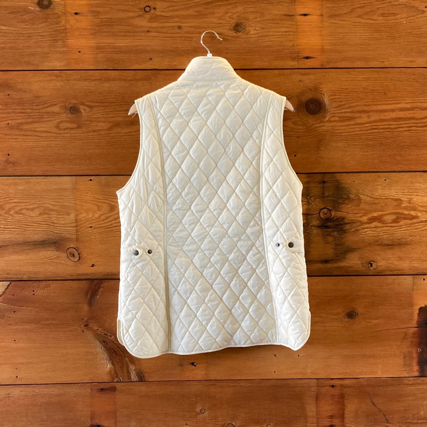 Barbour Ivory Quilted Long Otterburn Gilet Button Up Vest -Size 12 / XL - 0212CG