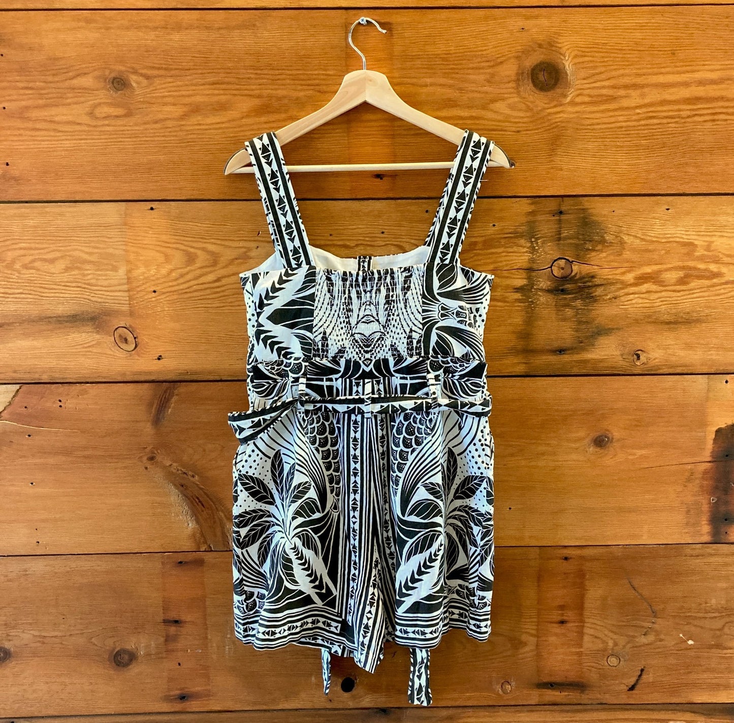 Farm Rio Black White Print NEW $190 Monochrome Elegance Romper - Size S - 0814JF
