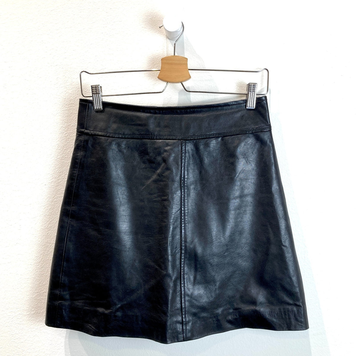 Sezane Black Lamb Leather A-Line Neli Mini Skirt - Size 36 / S - 0816MS
