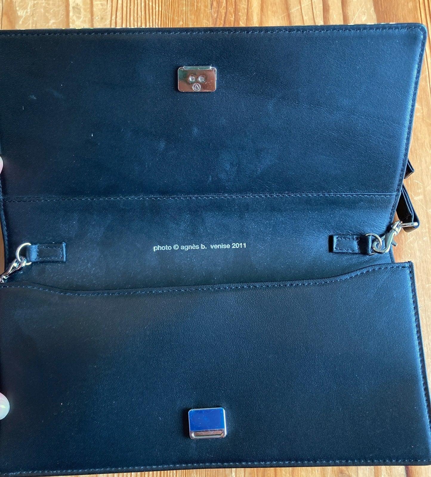 Agnes B $525 Black Patterned Fold Top Clutch Purse - NEW - 0416JW