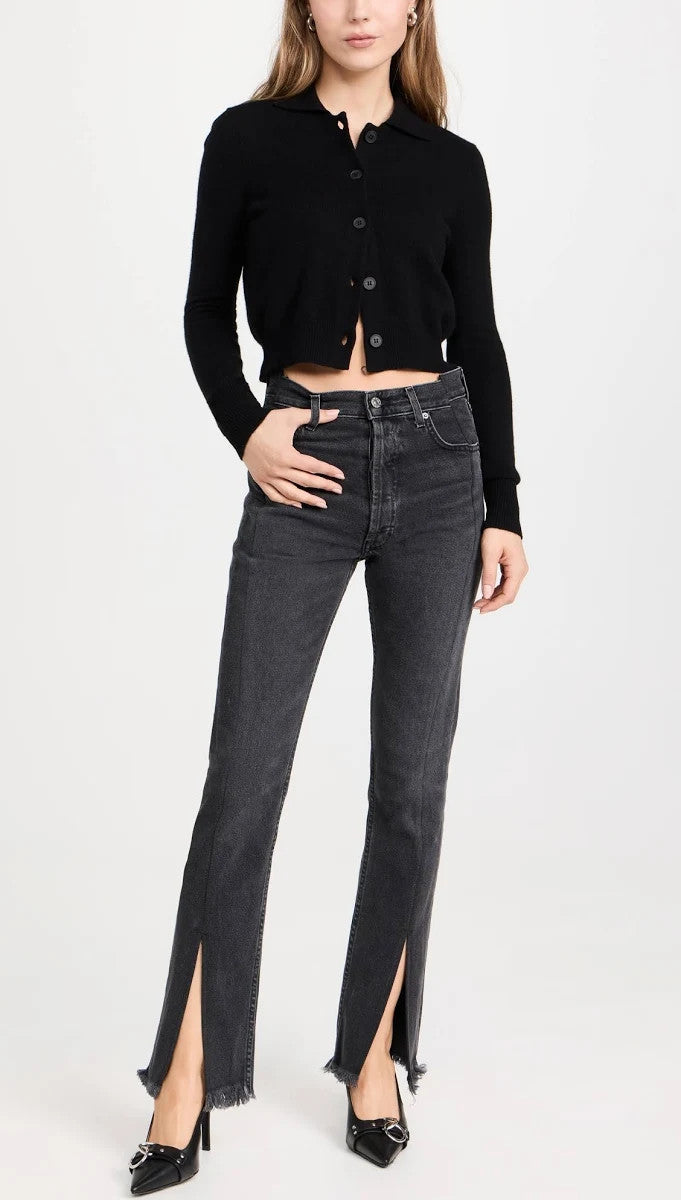 24 - EB Denim NEW Black Wash Grade School Straight-Leg Split-Hem Jeans 0902SD