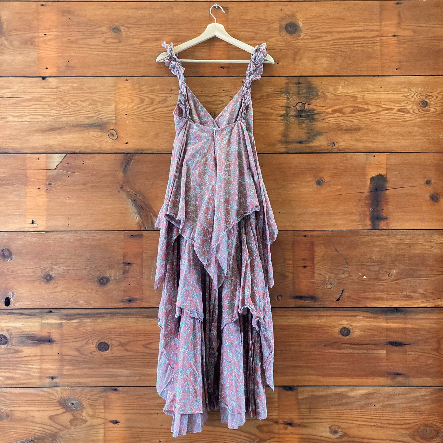 Love Binetti Pink Floral Sleeveless Tiered Summer Maxi Dress - Size S - 0411SZ