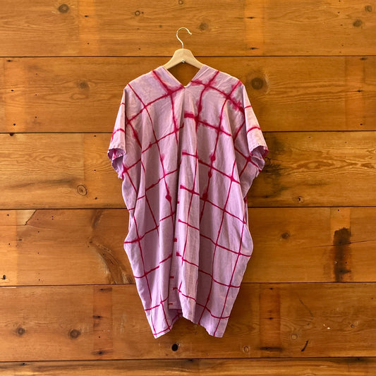 OS - Tuesday by Rian Midori $148 Purple Tie Dye Linen V Neck Caftan Dress 0224LJ